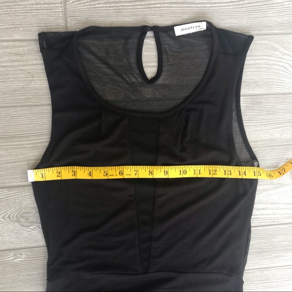 MONTEAU Black Deep-V Maxi Dress with Sheer Back - Picture 7 of 8